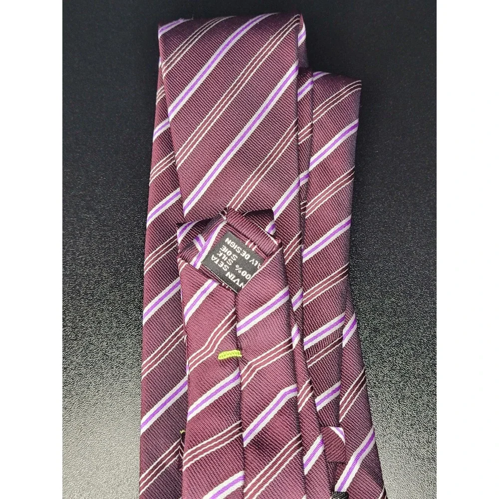 Lanvin Men's Necktie Burgundy Striped Silk 3.75